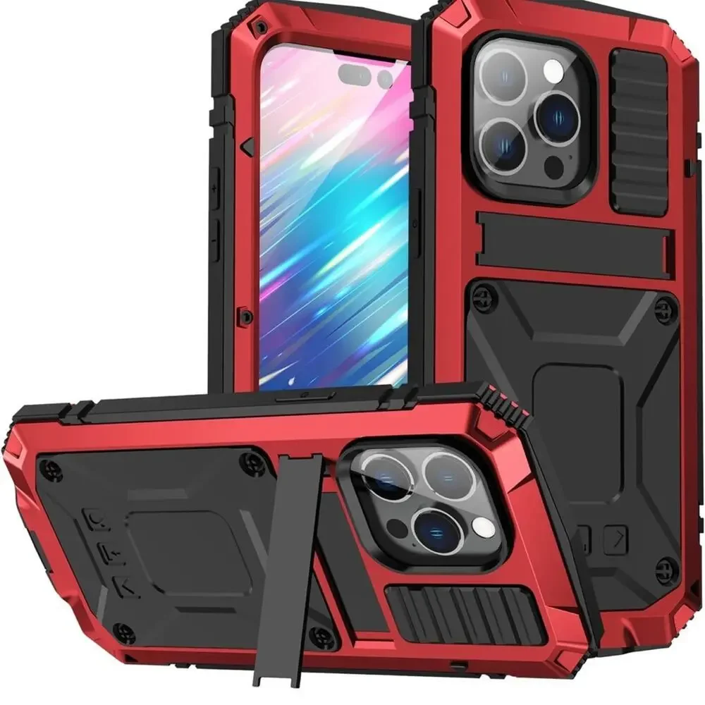 iPhone 14 Pro Max Red and Black Funnywin Aluminum Military Grade Phone Case NWOT